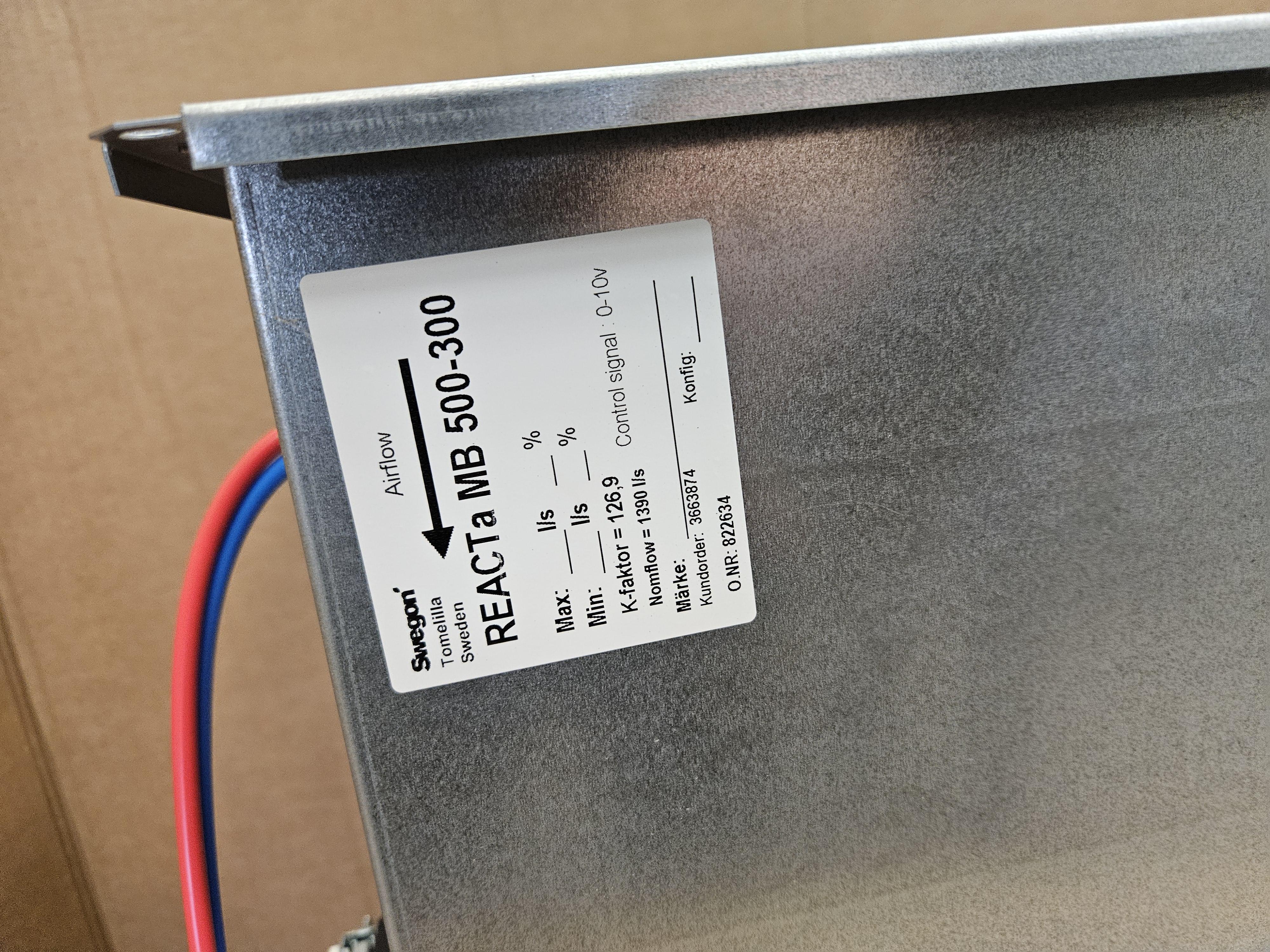 VAV SPJÄLL REACT  500-300 REKTANGULÄRT. SWEGON